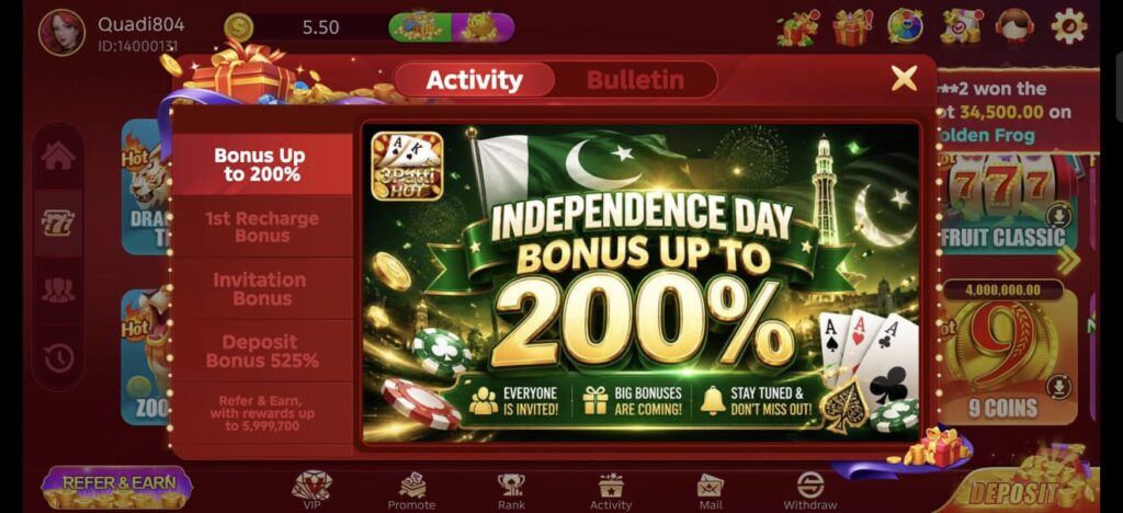 3 Patti Hot Game Bonus